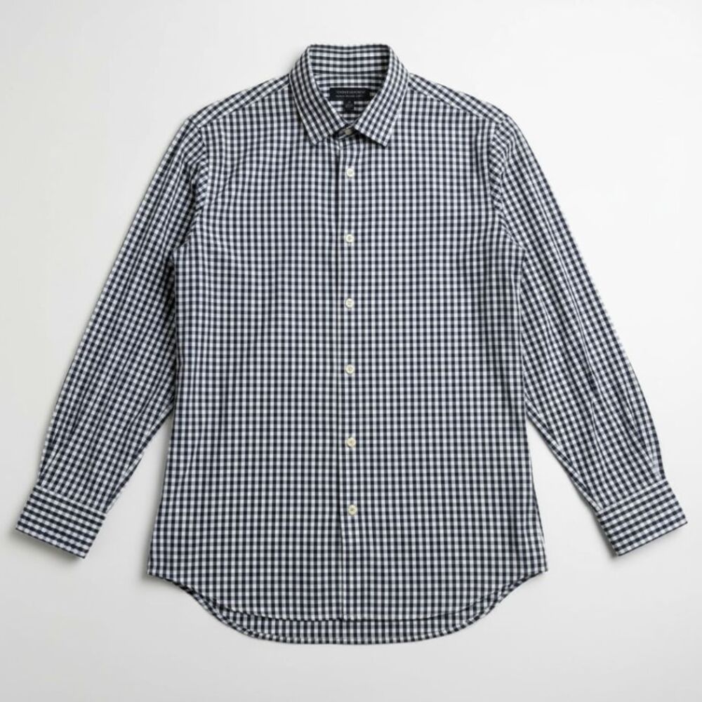 Banana Republic Tailored Slim Non Iron Check Button Up Shirt M 15 15.5